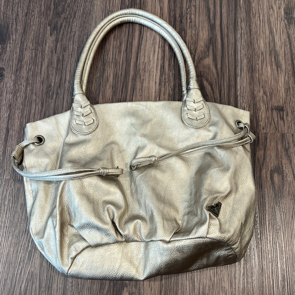 Roxy Handbag Handbag Purse Polyurethane 100% In Gold Snap